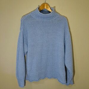 A.n.a. Chunky Knit Sweater Blue Turtleneck Minimalist Homey Costal  Cozy Size L
